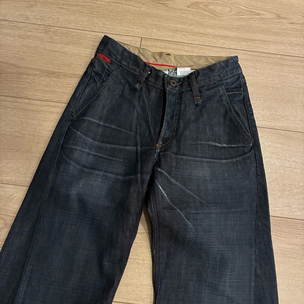 NEW Rogan Men’s Denim Dark Wash Button Fly Funnel Jean Size 28x34